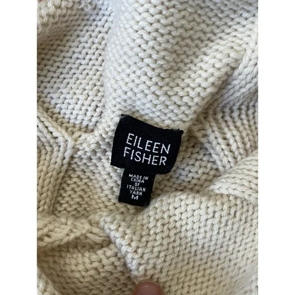 Vintage Eileen Fisher chunky cable knit sweater crafted from 100% merino wMedium